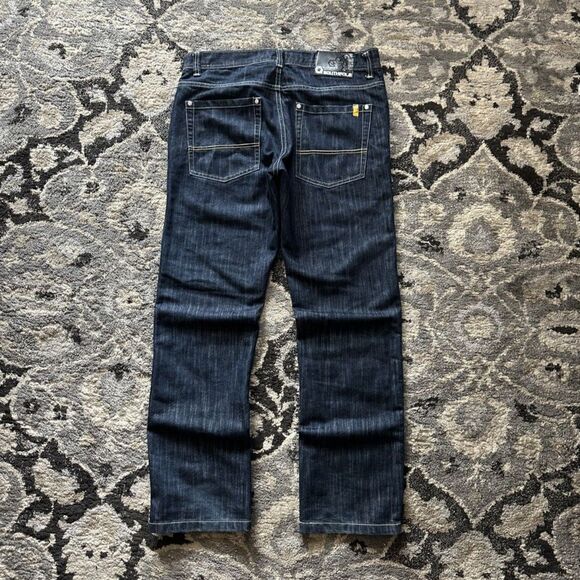 Vintage Y2K South Pole dark wash loose fit relaxed yellow tab jeans size 34x32 - Picture 1 of 8